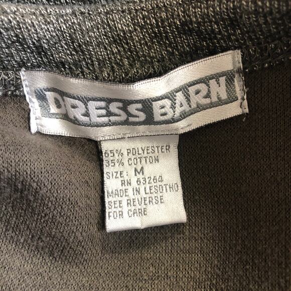 Dress Barn Stripe Knit Sweater M Neutral Minimalist Top Green Tan Relaxed Fit - Picture 5 of 7